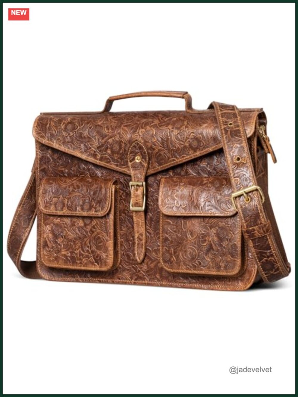 Genuine Top Grain Leather Messenger Bag for Men Women Laptop Briefcase